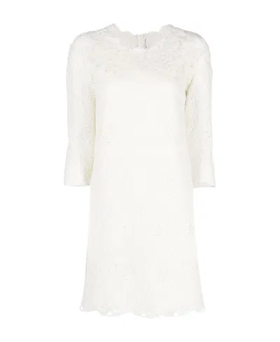 Ermanno Scervino Guipure Lace Shift Minidress In White