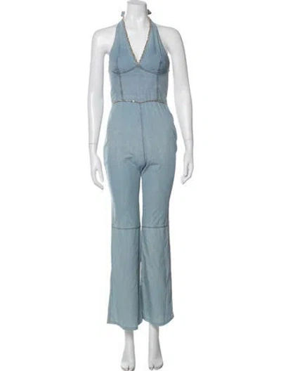 Pre-owned Ermanno Scervino Halterneck Jumpsuit In Blue