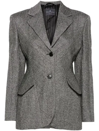 Ermanno Scervino Single Breast Wool Blazer In Dark Grey