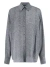 Ermanno Scervino Casual Long Sleeve Herringbone Pattern Top In Gray