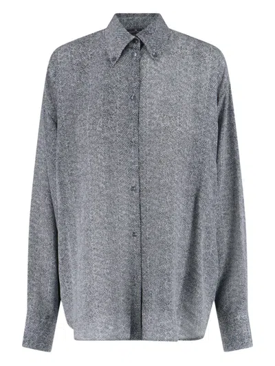 ERMANNO SCERVINO HERRINGBONE BUTTON-FASTENING SHIRT