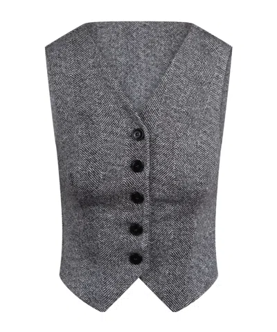ERMANNO SCERVINO HERRINGBONE BUTTON WAISTCOAT
