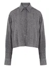 Ermanno Scervino Herringbone Crystal-embellished Shirt In Gray