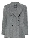 Ermanno Scervino Double-breasted Viscose Jacket With Herringbone Pattern In Gray