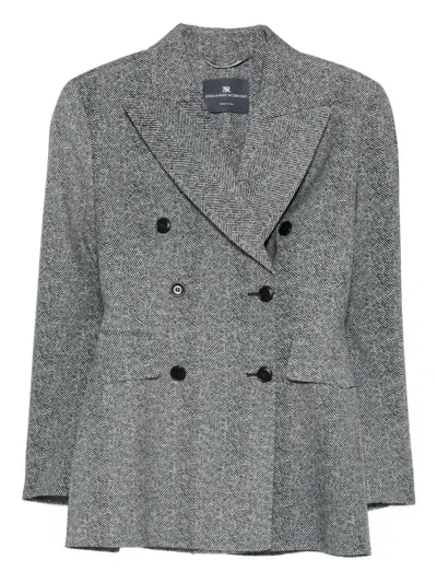 ERMANNO SCERVINO HERRINGBONE DOUBLE-BREASTED BLAZER