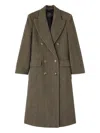 Ermanno Scervino Herringbone Double-breasted Coat In Brown