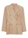 Ermanno Scervino Herringbone Double-breasted Jacket In Brown