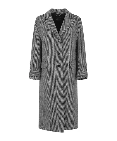 Ermanno Scervino Herringbone Long Coat In Gray