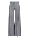 Ermanno Scervino Wide-leg High Waist Trousers With Herringbone Pattern In Black