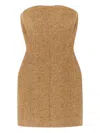 Ermanno Scervino Herringbone-pattern Bustier Dress In Gold