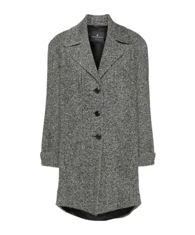 Ermanno Scervino Herringbone-pattern Coat In Black