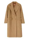 Ermanno Scervino Herringbone-pattern Double-breasted Coat In Brown