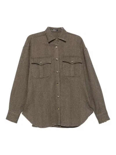 Ermanno Scervino Herringbone-pattern Flap-pocket Shirt In Gray