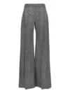 Ermanno Scervino Wide-leg High Waist Trousers With Herringbone Pattern In Gray