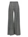 Ermanno Scervino Wide-leg High Waist Trousers With Herringbone Pattern In Gray