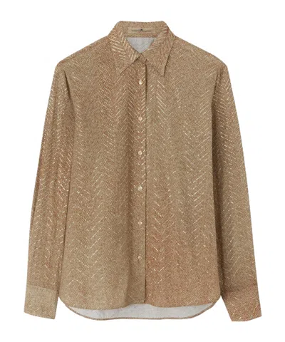 Ermanno Scervino Herringbone-pattern Long-sleeve Shirt In Brown