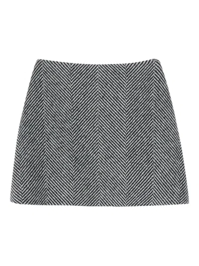 Ermanno Scervino Herringbone-pattern Mini Skirt In Gray