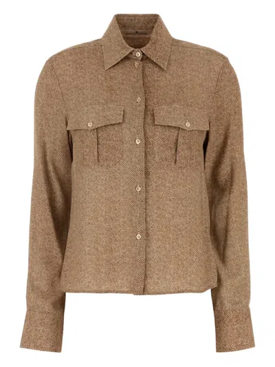 Ermanno Scervino Herringbone-pattern Shirt In Brown