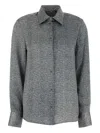 Ermanno Scervino Herringbone Shirt Adorned With Rhinestone Details In Gray