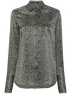 Ermanno Scervino Herringbone Pattern Silk Shirt In Gray