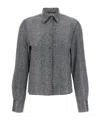 Ermanno Scervino Herringbone Shirt Adorned With Rhinestone Details In Gray
