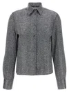 Ermanno Scervino Herringbone Shirt Adorned With Rhinestone Details In Gray
