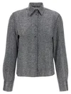 Ermanno Scervino Herringbone Shirt Adorned With Rhinestone Details In Gray