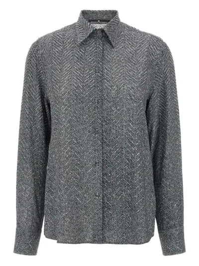 ERMANNO SCERVINO HERRINGBONE PATTERNED VISCOSE SHIRT