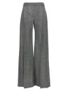 Ermanno Scervino Wide-leg High Waist Trousers With Herringbone Pattern In Gray