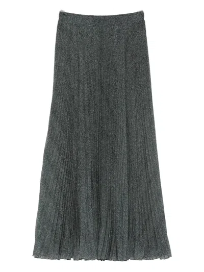 Ermanno Scervino Herringbone Pleated Skirt In Gray