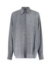 Ermanno Scervino Casual Long Sleeve Herringbone Pattern Top In Gray