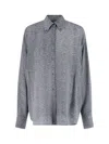 Ermanno Scervino Casual Long Sleeve Herringbone Pattern Top In Gray