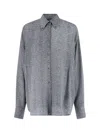 Ermanno Scervino Casual Long Sleeve Herringbone Pattern Top In Gray