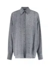 Ermanno Scervino Casual Long Sleeve Herringbone Pattern Top In Gray