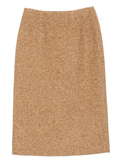 Ermanno Scervino Herringbone Skirt In Brown