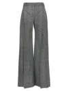 Ermanno Scervino Wide-leg High Waist Trousers With Herringbone Pattern In Gray