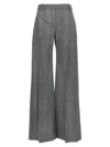 Ermanno Scervino Wide-leg High Waist Trousers With Herringbone Pattern In Gray