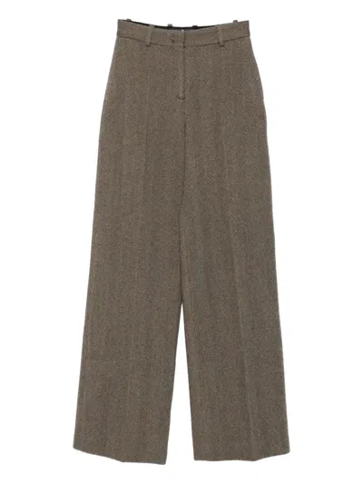 Ermanno Scervino Herringbone Trousers In Brown