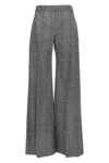 Ermanno Scervino Wide-leg High Waist Trousers With Herringbone Pattern In Gray