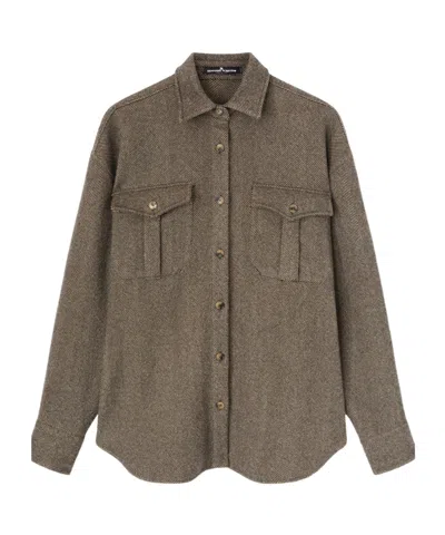 ERMANNO SCERVINO HERRINGBONE-PATTERN FLAP-POCKET SHIRT