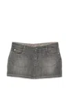 Ermanno Scervino Herringbone-pattern Mini Denim Skirt In Gray