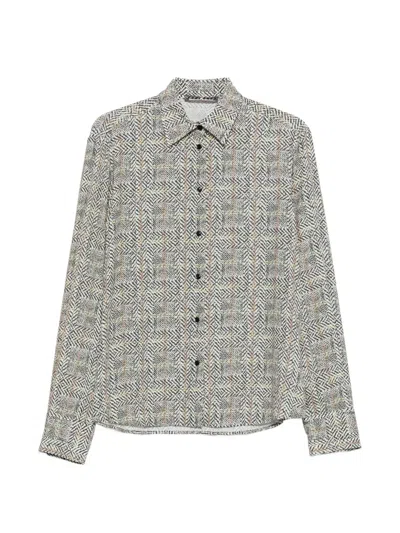 Ermanno Scervino Herringbone-pattern Shirt In Gray