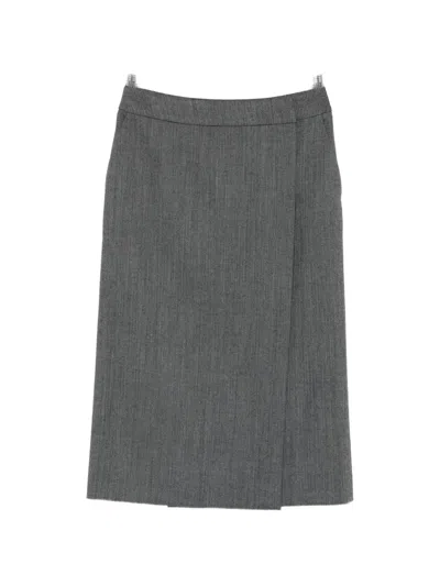 Ermanno Scervino Herringbone-pattern Wrap Midi Skirt In Gray