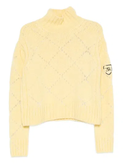 Ermanno Scervino High-neck Diamond-pattern Sweater In Yellow