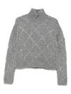 Ermanno Scervino High-neck Diamond-pattern Sweater In Gray