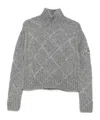 Ermanno Scervino High-neck Diamond-pattern Sweater In Gray
