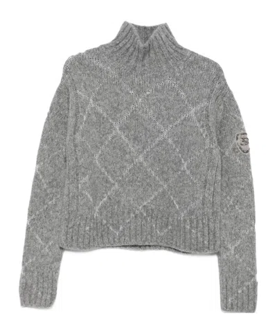 ERMANNO SCERVINO HIGH-NECK DIAMOND-PATTERN SWEATER