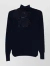 Ermanno Scervino High Neck Floral Lace Knitwear In Blue