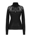 Ermanno Scervino Sheer Turtleneck Lace Sweater With Long Sleeves In Black