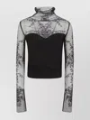 Ermanno Scervino High Neck Long Sleeve Knit Sweater In Black